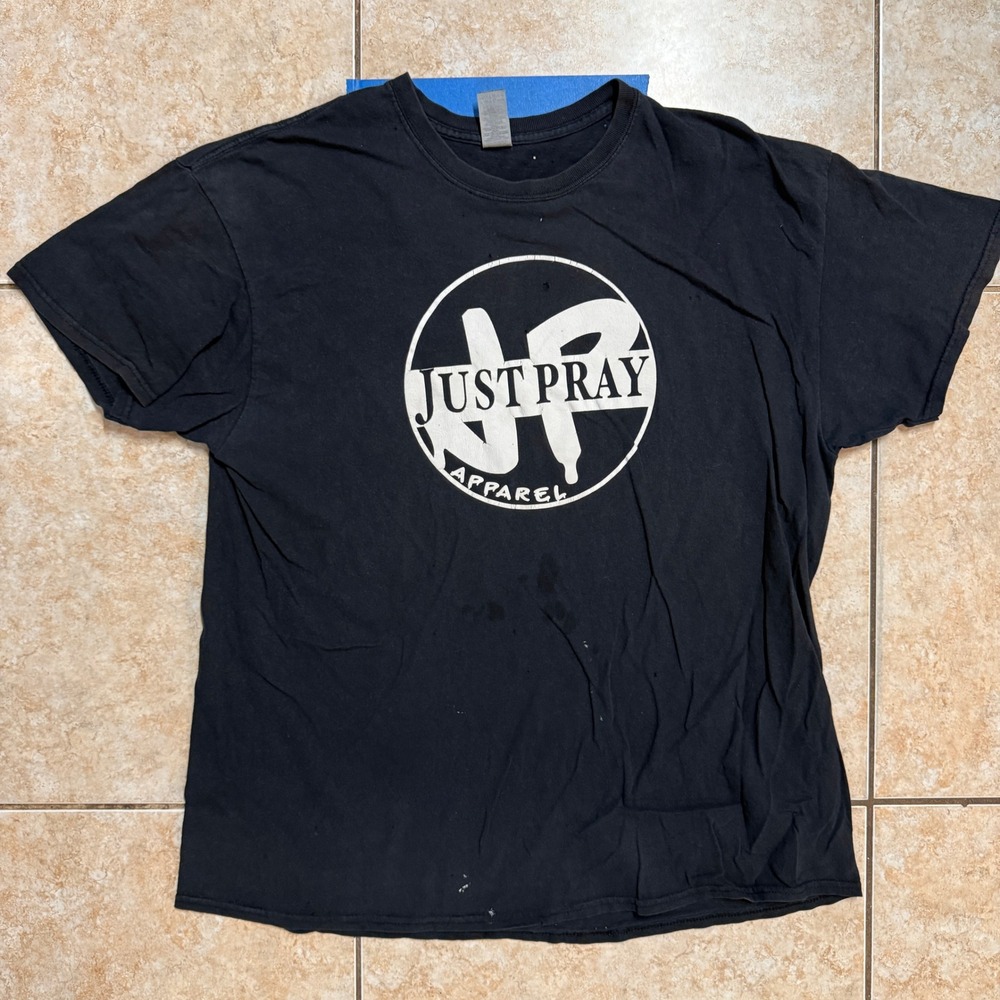 Just‎ Pray The Home Apparel T-Shirt Black Graphic Print Menswear Top